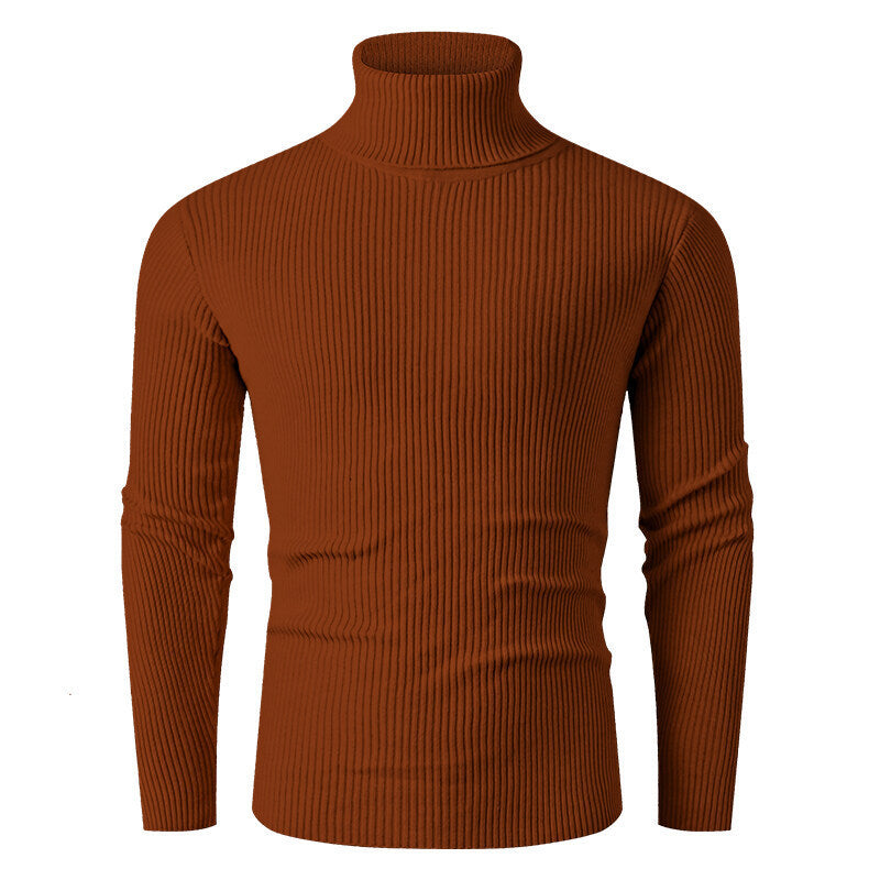 Herren eleganter Rollkragenpullover aus strukturiertem Strickmaterial R&B