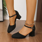 Damen elegante Slingback-Pumps mit komfortablem Blockabsatz und modischem Riemchen R&B
