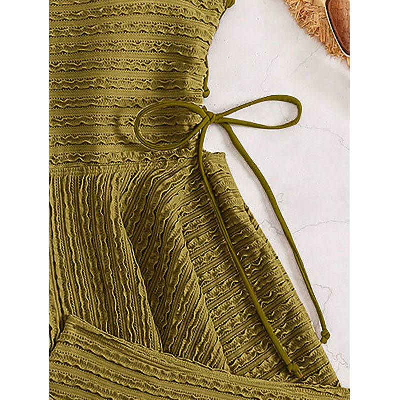 Damen Tankini mit gerafftem Design und seitlichen Bindebändern R&B