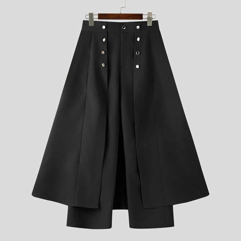 Damen nan taillenhoher ausgestellter Midi-Wickelrock mit innerer Culotte und Zierknopfleiste R&B