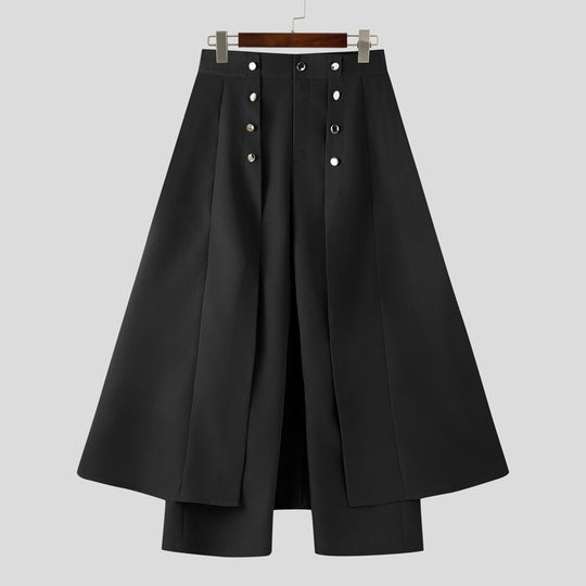 Damen nan taillenhoher ausgestellter Midi-Wickelrock mit innerer Culotte und Zierknopfleiste R&B