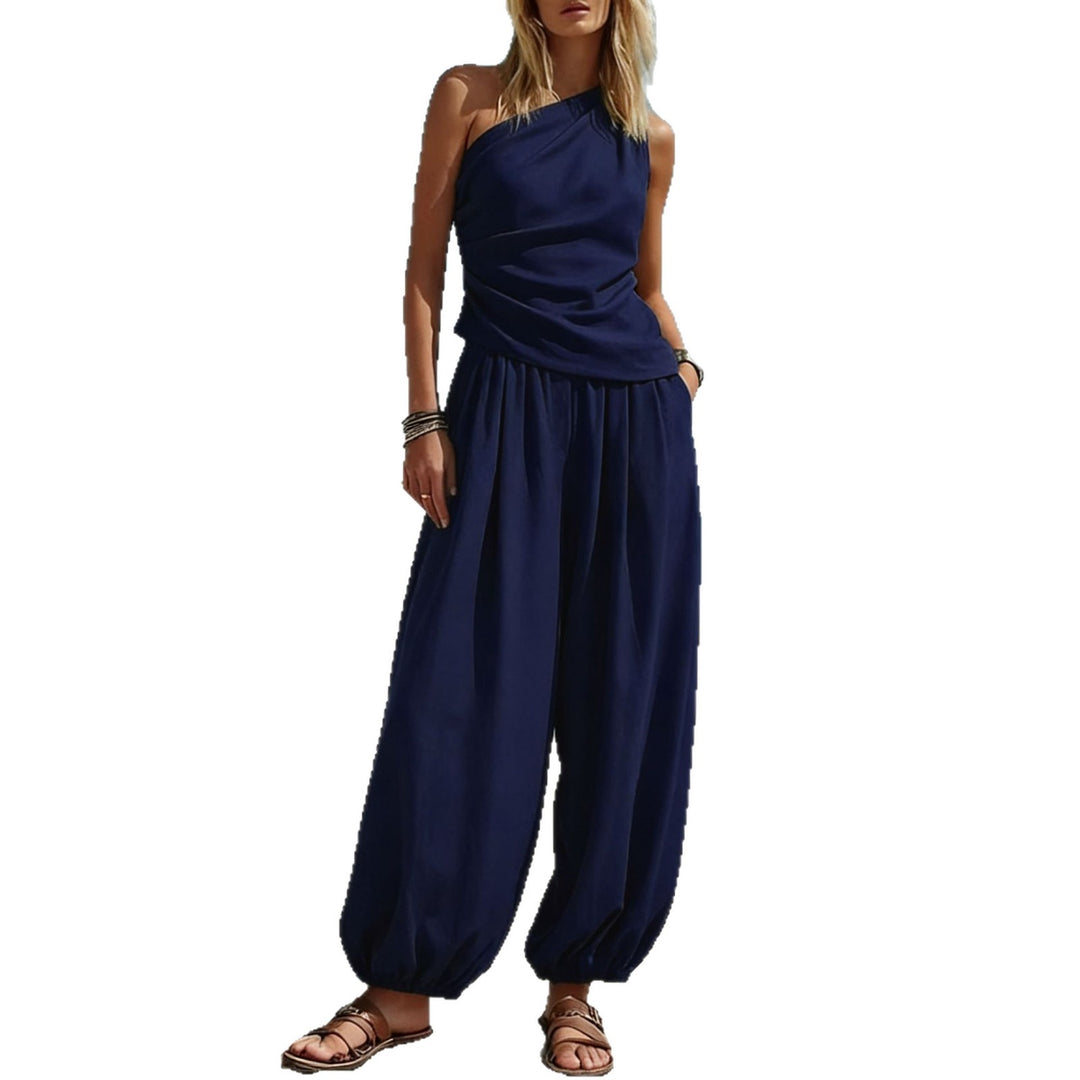 Damen Elegantes Einteiler-Outfit mit Fließendem Schnitt und One-Shoulder-Design R&B