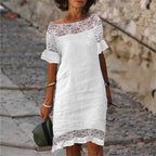 Damen luftiges Sommerkleid mit raffinierten Spitzenakzenten R&B