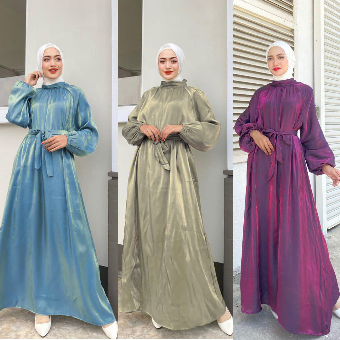 Damen Elegantes Langarmkleid mit Taillengürtel R&B