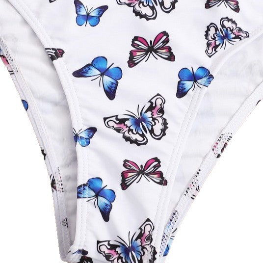 Damen Sportliches Bikini-Set mit verspieltem Schmetterlingsmuster R&B