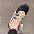 Damen Ballerinas mit verspieltem Riemendesign und hochwertiger Lederoberfläche