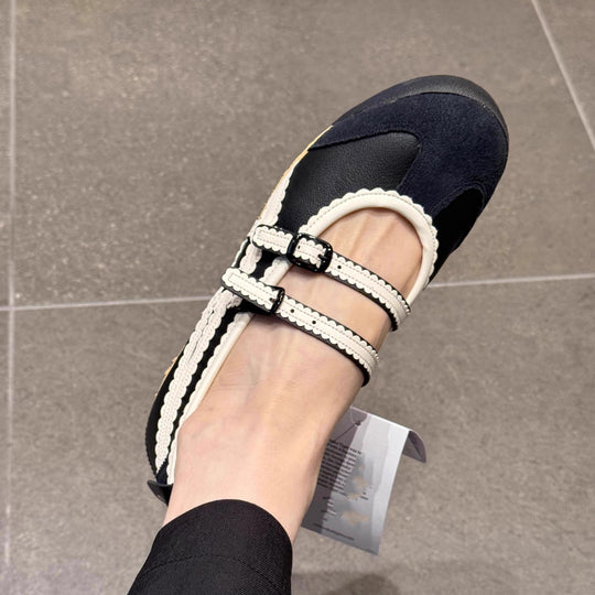 Damen Ballerinas mit verspieltem Riemendesign und hochwertiger Lederoberfläche R&B