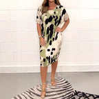 Damen Midikleid mit modernem Animal-Print und weichem Stretchmaterial R&B
