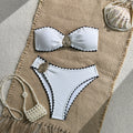 Damen Bandeau-Bikini mit metallischen Akzenten und Raffungen R&B