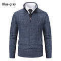 Herren Strickpullover mit hochabschließendem Kragen und Reißverschluss Taschen