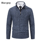 Herren Strickpullover mit hochabschließendem Kragen und Reißverschluss Taschen