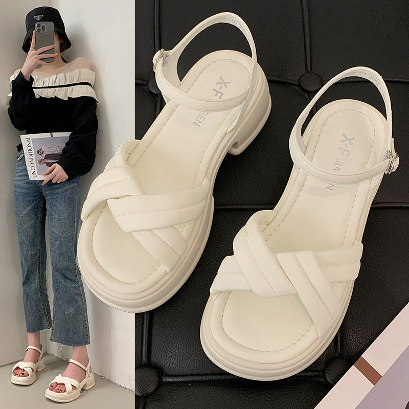 Damen Sandalen mit elegantem Kreuzriemen und komfortablem Blockabsatz R&B