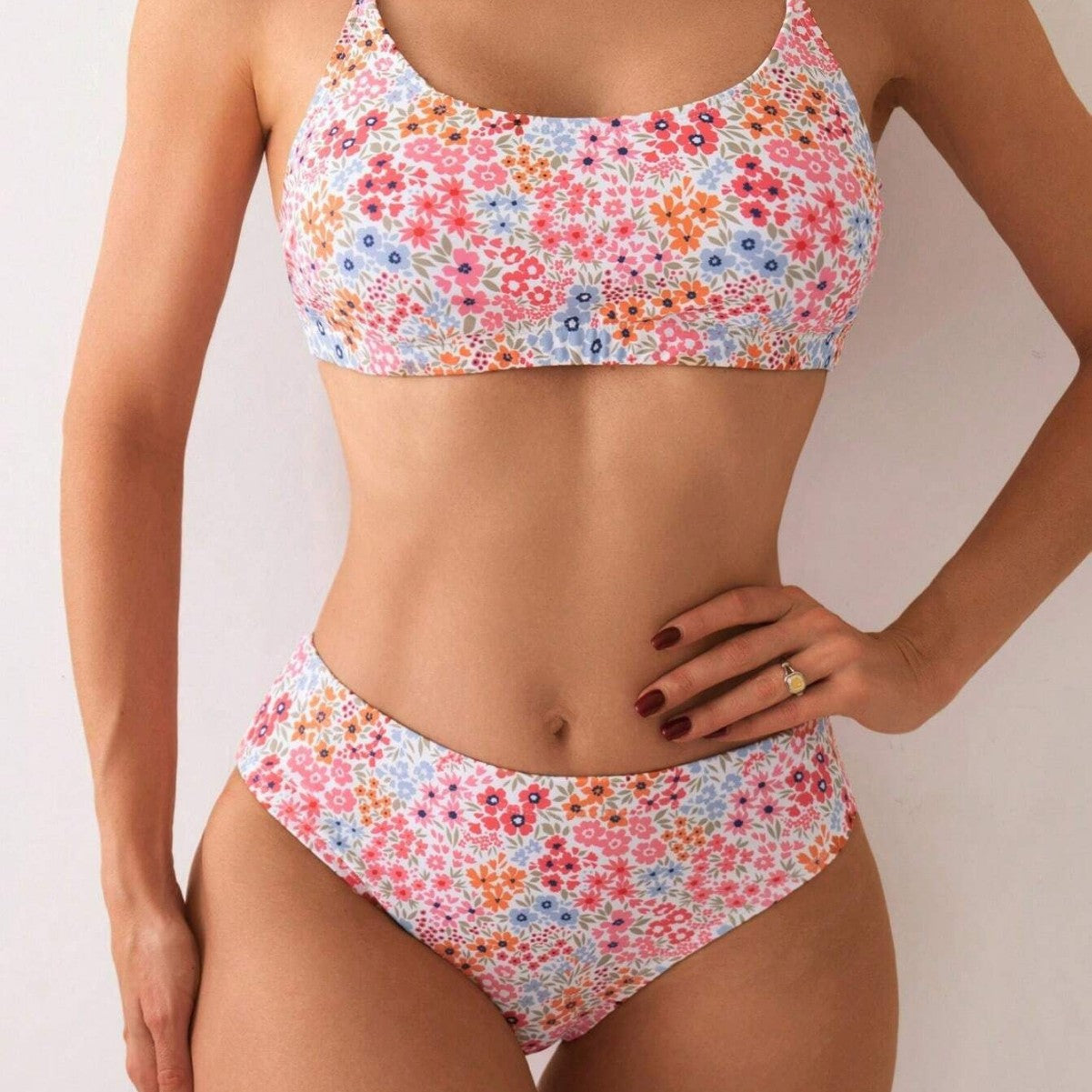 Damen Bikini-Set mit floralen Mustern und hoher Taille R&B
