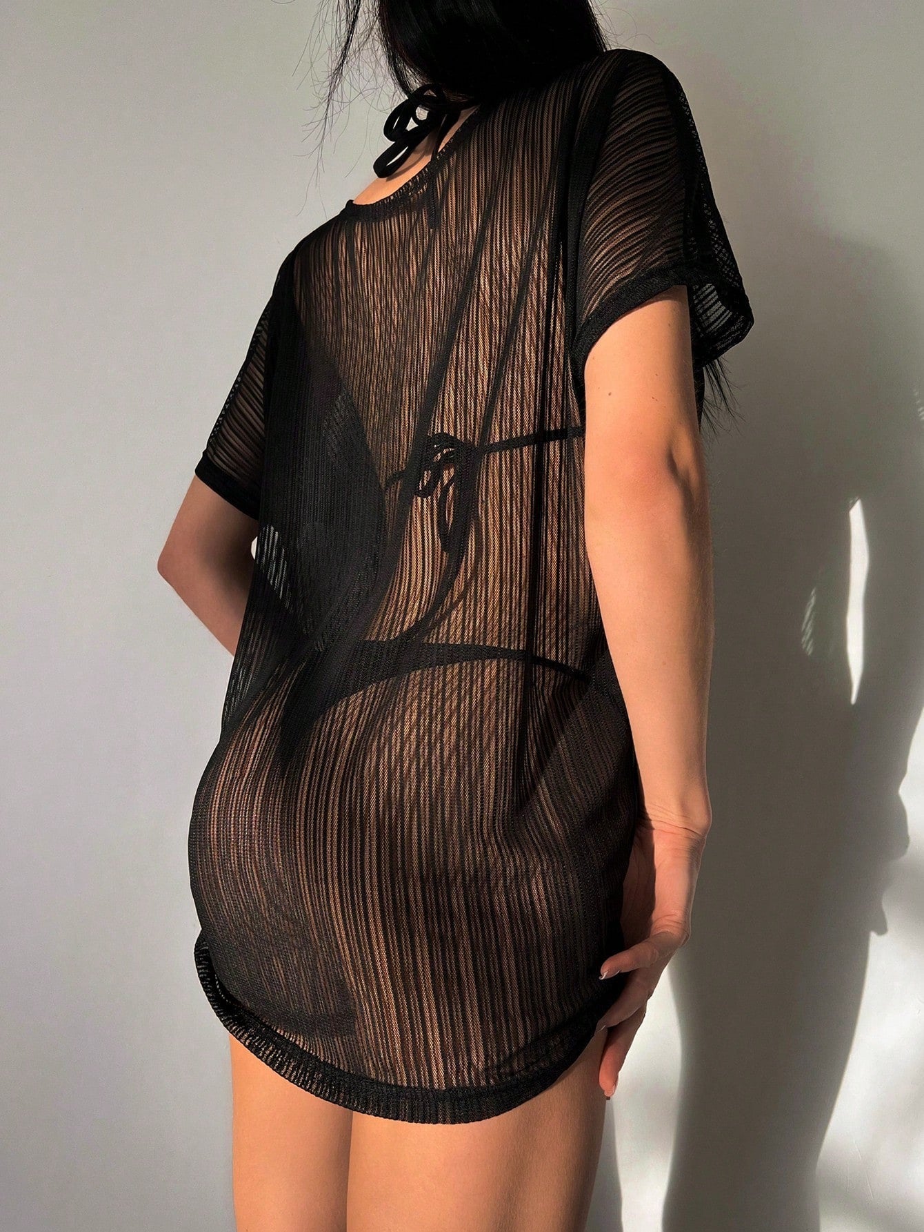 Damen Strandcover-Up aus transparentem Netzmaterial R&B