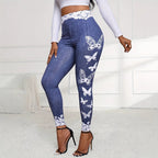 Damen Leggings mit hohem Taillenbund und femininen Spitzenakzenten R&B