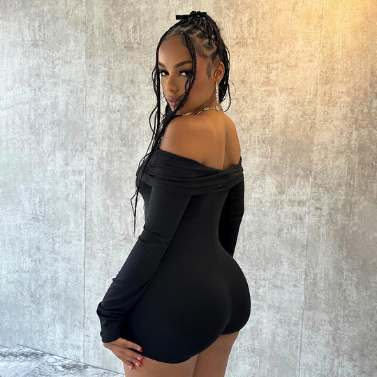 Damen Off-Shoulder Bodysuit mit langen Ärmeln R&B