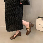 Damen elegante Mary Jane Pumps mit auffälliger Schnalle R&B