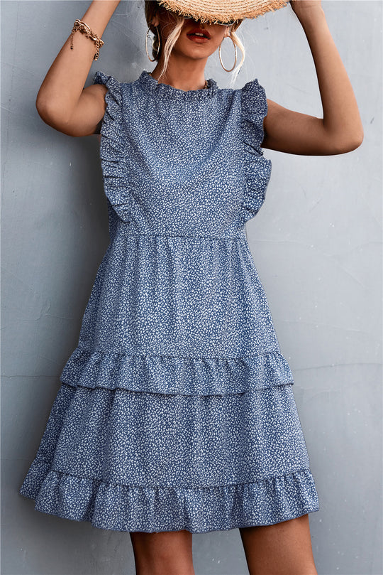 Damen luftiges Sommerkleid mit voluminösen Rüschensäumen und femininer Silhouette R&B