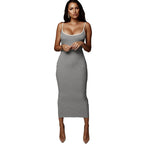 Damen Figurbetontes Maxikleid mit Spaghettiträgern und feinem Stretch R&B