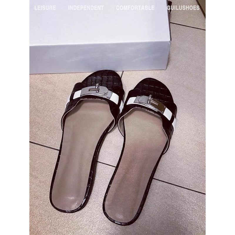 Damen Elegante Zehentrenner-Sandalen mit glänzenden Metallakzenten R&B