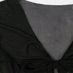 Damen Crop-Top mit V-Ausschnitt und dekorativem Bindand