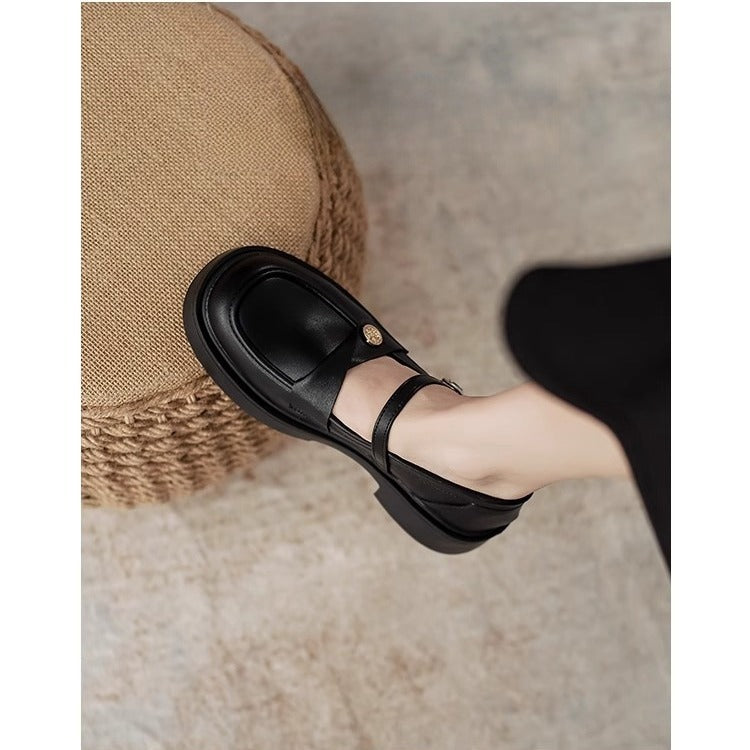 Damen elegante Mary Jane Loafers mit modischem Riemchen und komfortablem Fußbett R&B