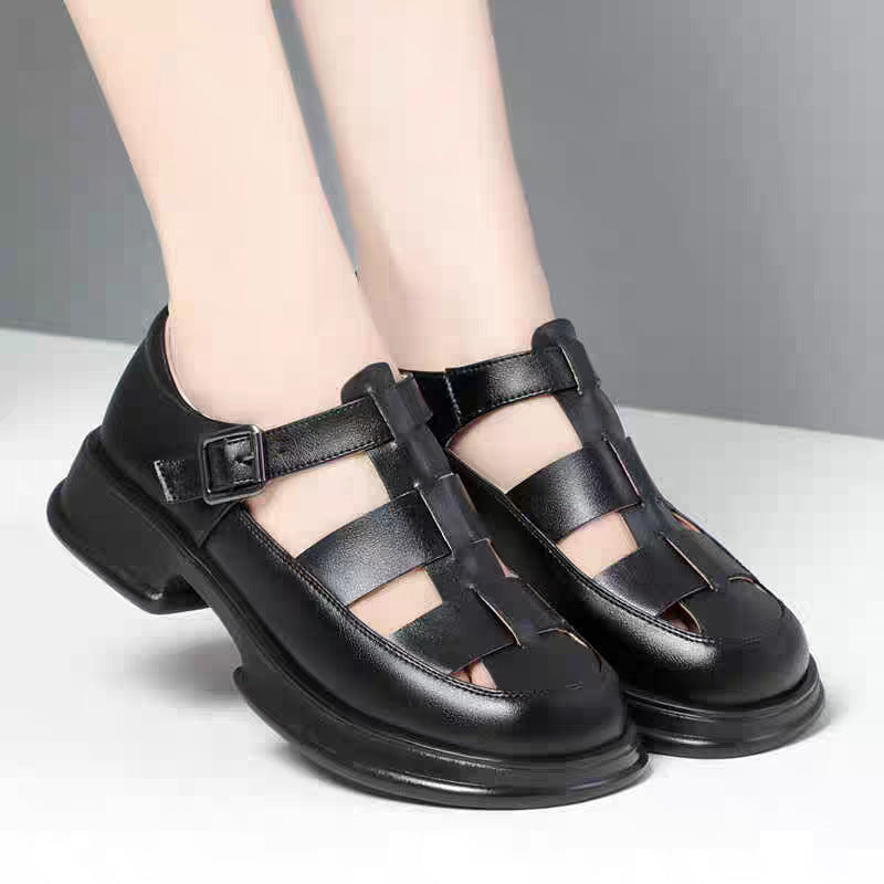 Damen Elegante Komfortsandalen mit verstellbarem Riemen und bequemem Absatz R&B
