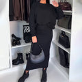 Damen Oversized Pullover und Maxi-Rock Set R&B
