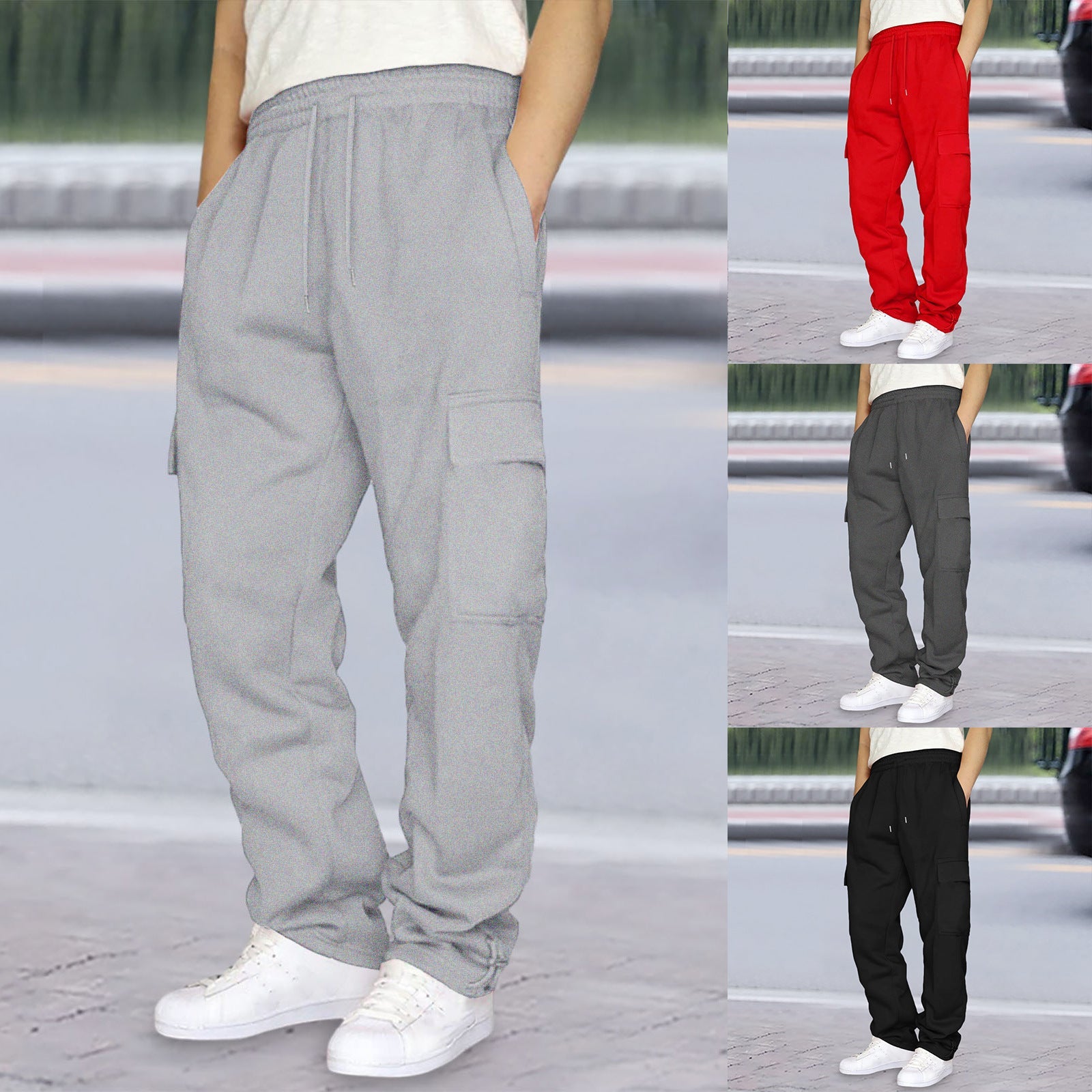 Herren nan Cargo-Jogginghose mit elastischem Bund, Kordelzug und verstellbarem Saum R&B