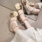Damen Ballerinas mit floralem Design und eleganter Bandverzierung R&B