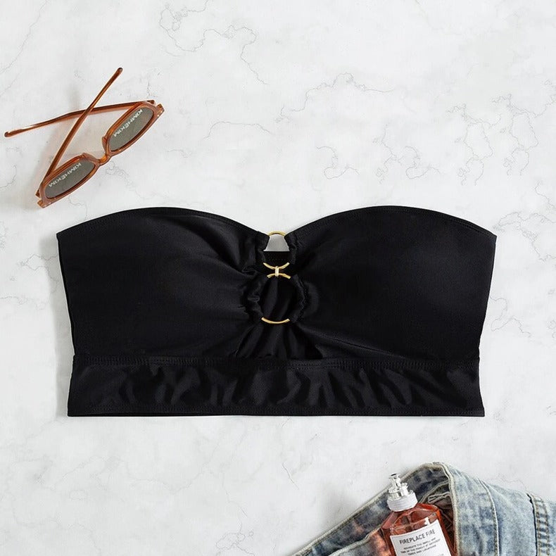 Damen Bandeau-Bikini-Oberteil mit raffiniertem Ringdetail R&B