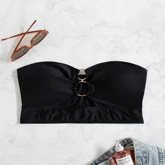 Damen Bandeau-Bikini-Oberteil mit raffiniertem Ringdetail R&B
