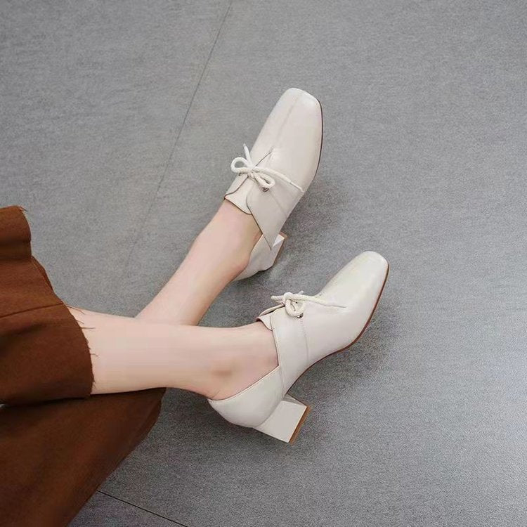 Damen elegante Schnürschuhe mit eckiger Zehenpartie und modischem Absatz R&B