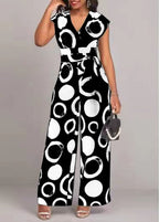 Damen modischer Jumpsuit mit elegantem V-Ausschnitt und weitem Bein