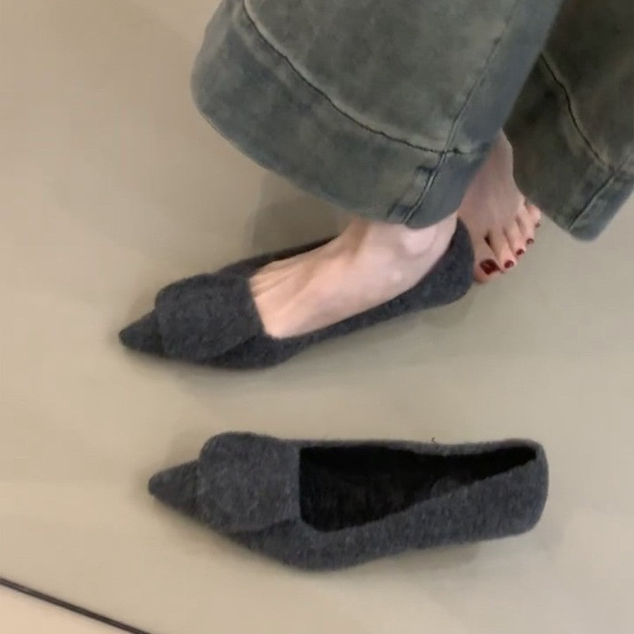 Damen Filz-Pantoletten mit spitzem Design und kuscheligem Innenfutter R&B