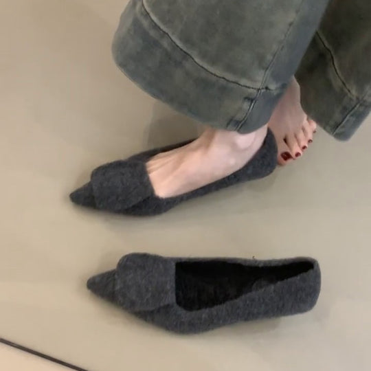 Damen Filz-Pantoletten mit spitzem Design und kuscheligem Innenfutter R&B