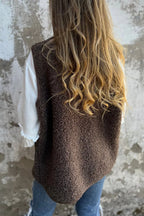 R&B | Sherpa Knopf Weste Jacke
