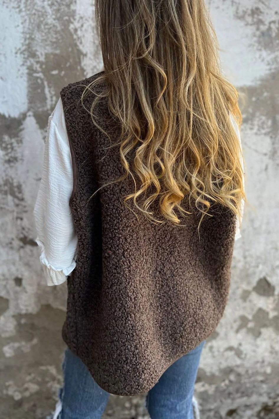 R&B | Sherpa Knopf Weste Jacke