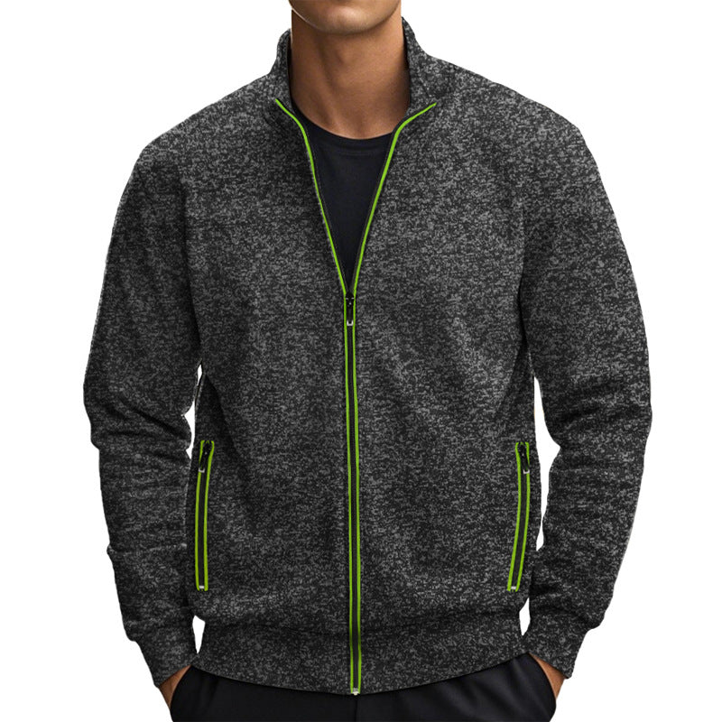 Herren Sweatjacke mit hohem Kragen und praktischen Reißverschlusstaschen R&B