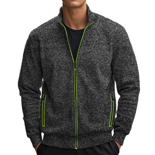 Herren Sweatjacke mit hohem Kragen und praktischen Reißverschlusstaschen R&B