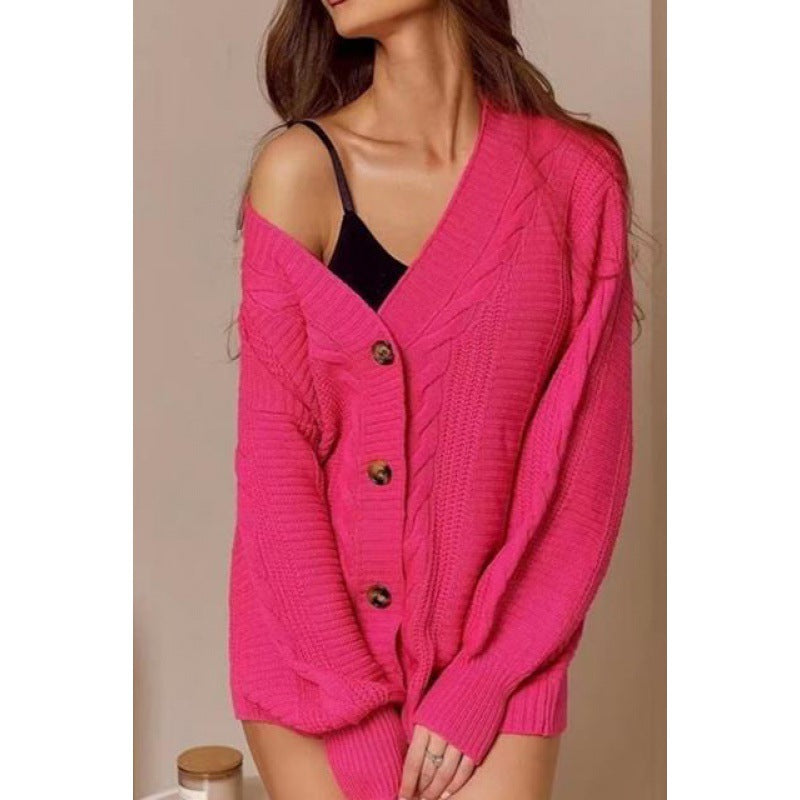 Damen kuscheliger Strickcardigan mit Knöpfen R&B
