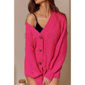 Damen Grobstrick-Cardigan mit offenen Ärmeln und dekorativen Knöpfen R&B