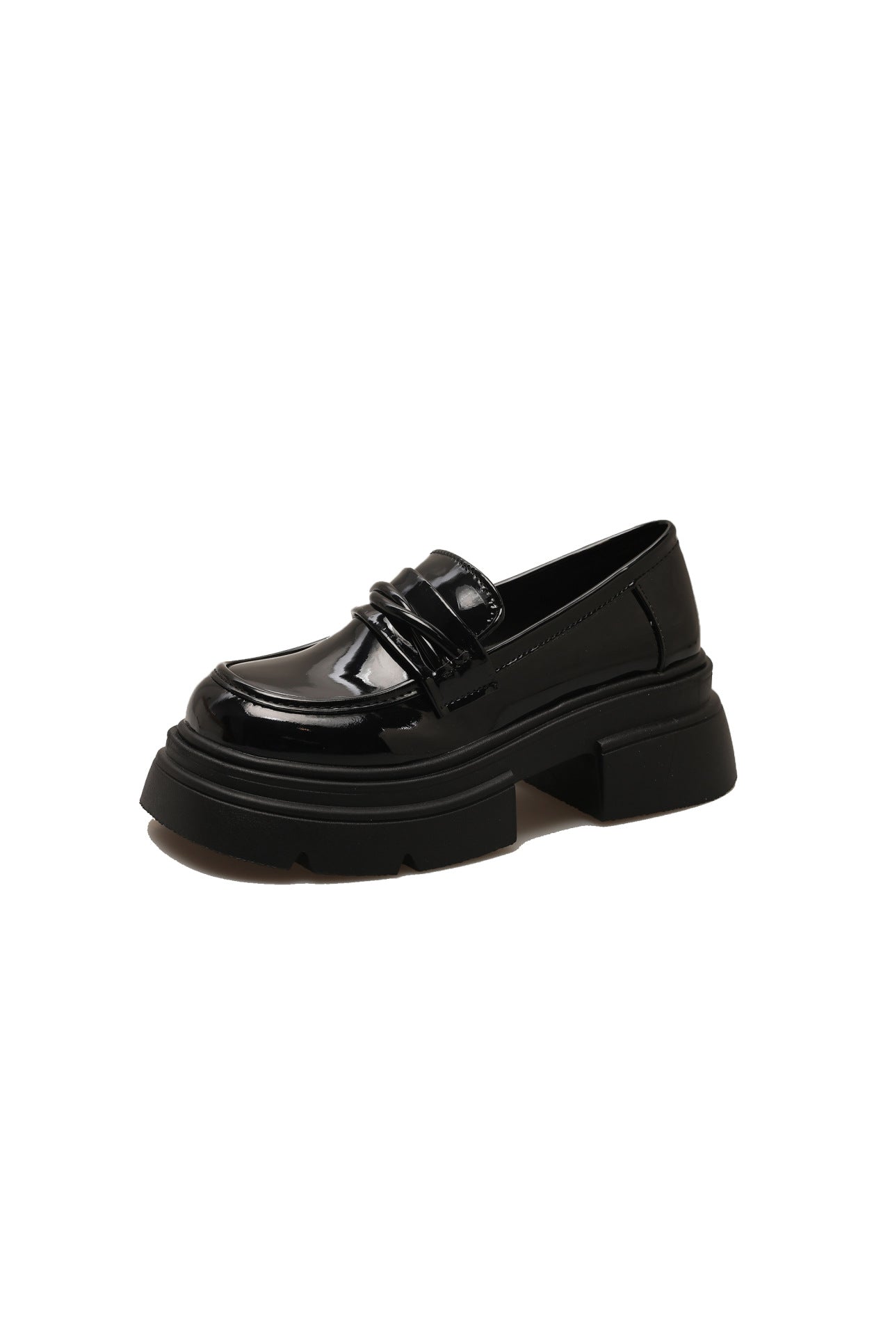 Damen Modische Loafers mit glänzender Oberfläche und robustem Plateau R&B