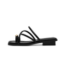 Damen Zehentrenner-Sandalen mit elegantem Riemendesign und goldfarbenem Akzent R&B