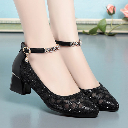 Damen Pump-Sandalen mit dekorativem Riemchen und funkelnden Strassdetails R&B