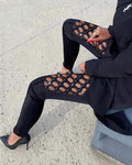 Damen Figurbetonte Leggings mit Netzdetails R&B