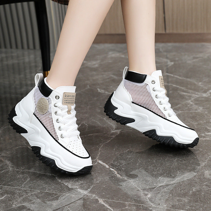Damen hochgeschnittene Sneakers mit atmungsaktiver Netzstruktur und stoßdämpfendem Sohlenprofil R&B