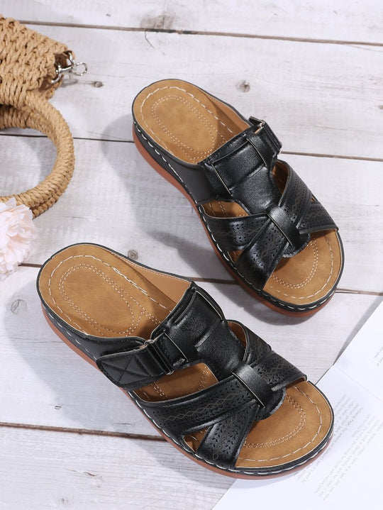 Damen komfortable Riemensandalen mit atmungsaktiven Einschnitten R&B