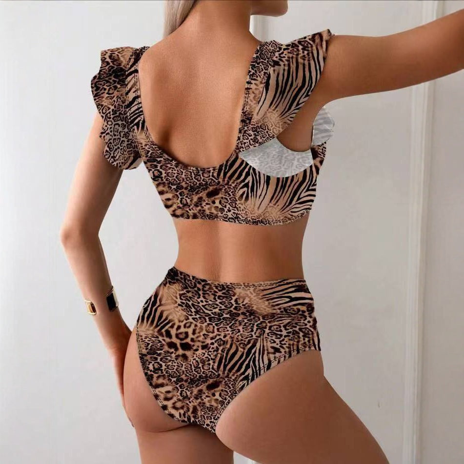 Damen Bikini-Set mit verspielten Rüschen und floralen Mustern R&B