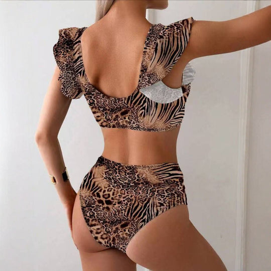 Damen Bikini-Set mit verspielten Rüschen und floralen Mustern R&B